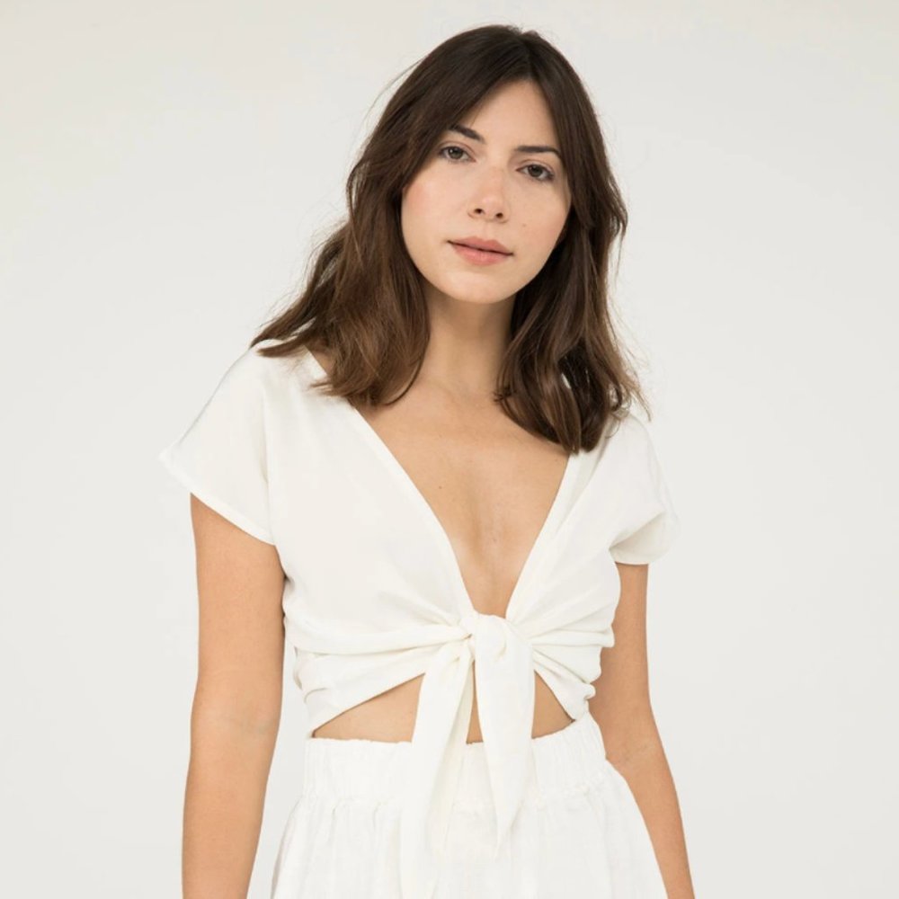Elizabeth Suzann Maxine Crop in Ivory Silk Crepe